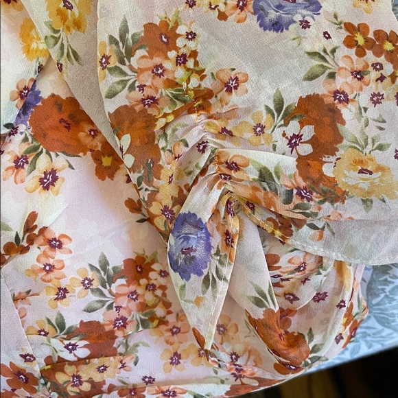 Sundance 100% Silk Floral Midi Dress 3/4 Sleeve Button Up Size Medium - Picture 5 of 6